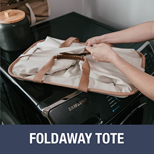 Image of CleverMade Collapsible Laundry Tote 2-Pack (50L) - Foldable Carry-All Storage Bin for Laundry, Car Trunk, RV, Dorm & Home Organization - LUXE Cotton Blend with Vegan Leather Accents, Mocha