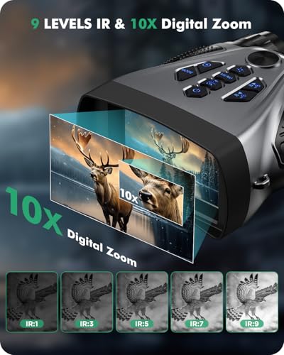 Night Vision Goggles, 4K Night Vision Binoculars, 4" HD Screen Binoculars, 10X Digital NightVision for Adults, 4000mAh Battery Gray, 9 Gear Infrared with 32GB TF Card - Image 3