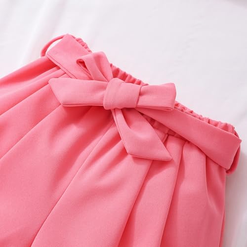 Image of Toddler Girls Two Piece Square Neck with Button Ruffled Sleeveless Top and Bow Tie Waistband Short Sets