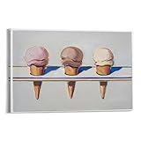 Wayne Thiebaud Three Ice Cream Cones Canvas Wall Art Prints Poster Photo Picture Painting Posters Room Decor Home Decorative 12x18inch(30x45cm)