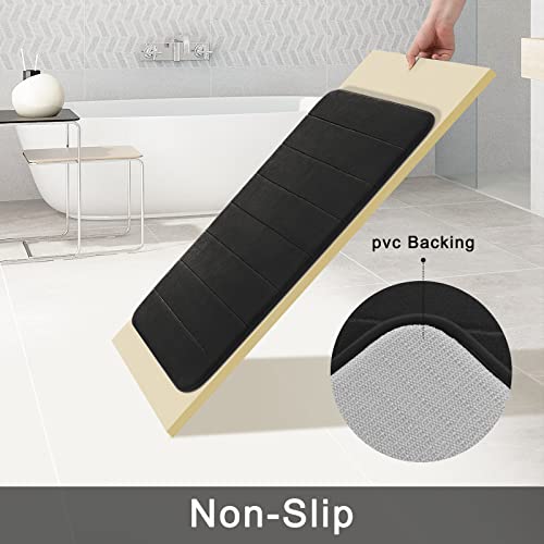 Yimobra 2 Pieces Memory Foam Bathroom Mat Set, Non Slip - Super Water Absorption Soft Bath Mats Rugs, Thick, Dry Fast, Machine Washable For Bathroom Floor Rug, 17X24+31.5X19.8 Inches, Black #TOP3