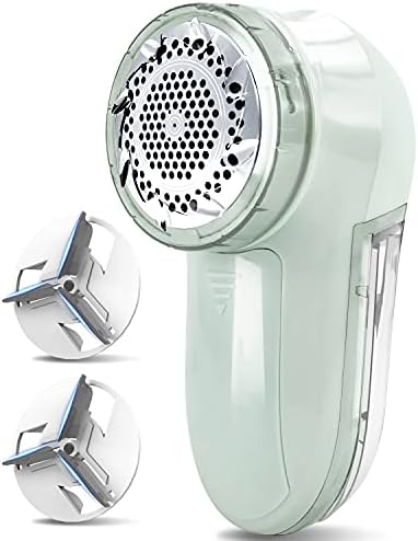 JUEYINGBAILI Fabric Lint Shaver - Fuzz Remover, with 3 Shave Heights, Battery Operated, AC120V Electric Sweater Shaver, Light Green - Remove Clothes Fuzz, Lint Balls, Pills, Bobbles.