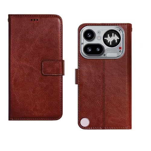 Image of amazon basics Nothing Phone 4A Pro 5G Flip Cover | Card Pockets Wallet & Stand | Flip Cover for Nothing Phone 4A Pro 5G (Brown)