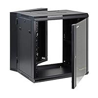 Aeons 12U Signature Double Section Wall Mount 19-inch Networking IT Cabinet Enclosure Hinged Swing Out 22-inch Depth Glass Door (Fully Assembled)