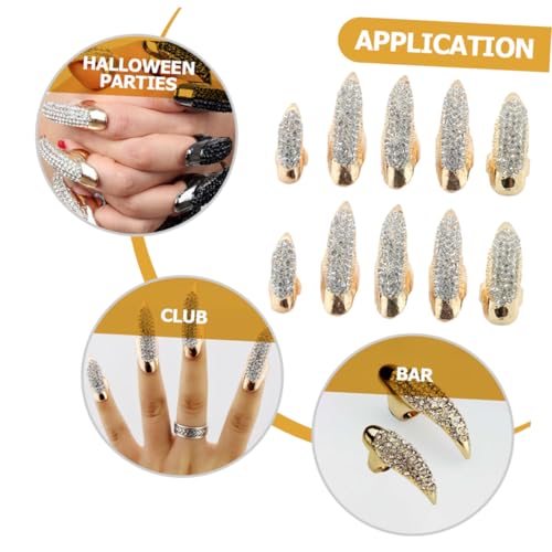 Bagues à ongles strass pour manucure rapide sans colle style punk bar - 6
