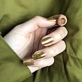 Poliphili 24Pcs Glossy Medium Long Square Pure Color Wear False Nails Press On Full Coverage Acrylic