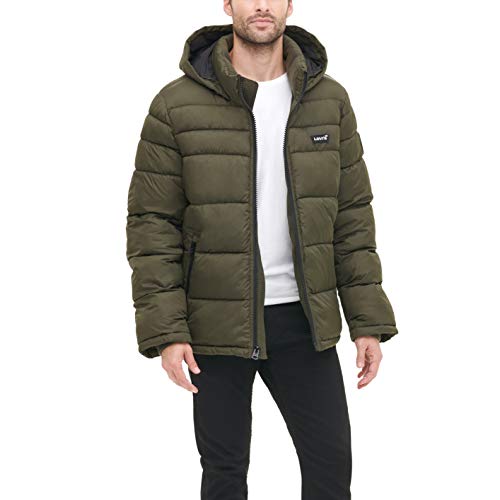 Image of LEVI'S Men's Mid-length Quilted Performance Hoody Puffer Jacket