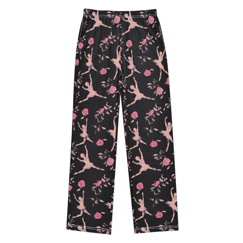 Pajama Pants Ballet Ballerina Roses PJ Bottoms Sleepwear Lounge Sleep Pant with Pockets