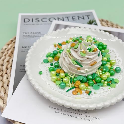 Image of St Patrick's Day Sprinkles, Green Shamrock Sprinkles for Cake Decorating | Edible Pearls, Shamrocks, Gold Coins Confetti, Jimmies, Nonpareils Mix, For Baking, Ice Cream, Cookies, Cupcake Topper