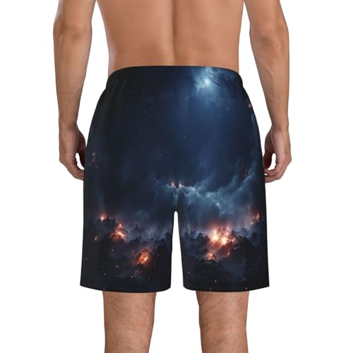Mountains Covered with Starlight Men's Beach Pants-Quick-Dry & Comfortable Mens Beach Shorts for Men, Perfect for Surfing and Everyday Wear White3