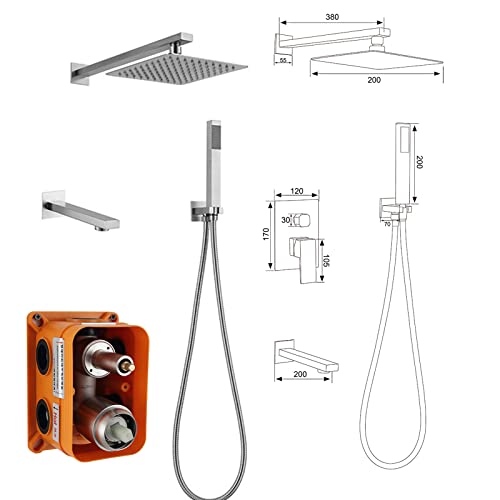 Ensemble de douche complet noir mat architectural avec mitigeur 3 fonctions - 3