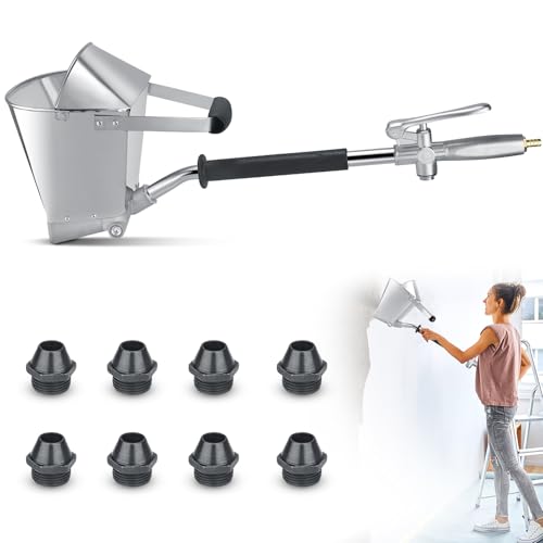 Pistola de Cemento，Pulverizador de Mortero 4 Jet Pistola de Pulverización de Mortero de Cemento con Tapa Hopper Pistola de Pulverización de Cemento Hormigón Pulverizador Estuco para Paredes y Techos