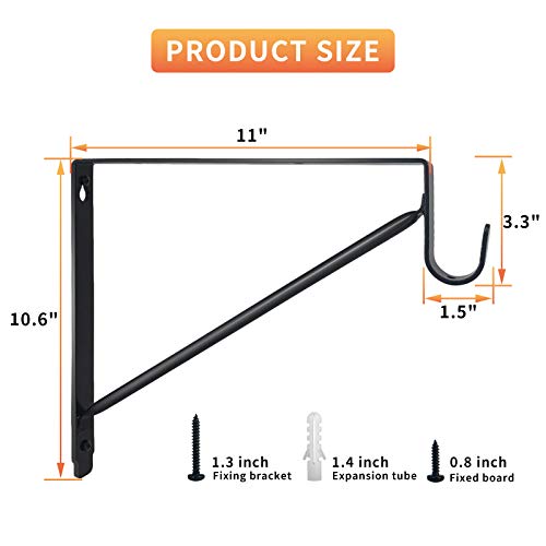 Kunzye 4 Pack of Closet Rod Brackets,Heavy Duty Black Closet Shelf