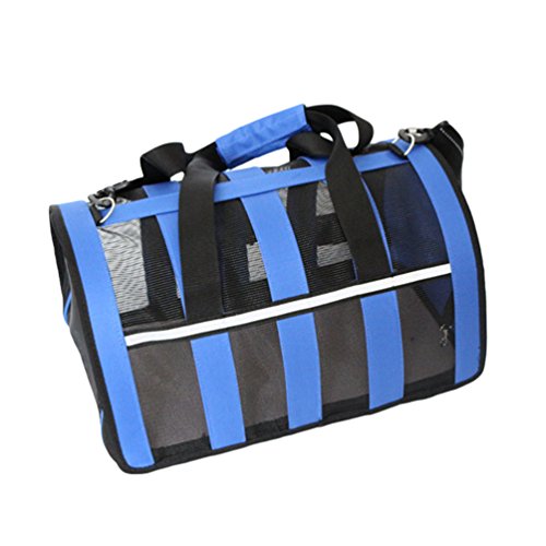LvRao Hundetransporttasche Faltbar Leicht Handtasche Transporttasche für Katzen Hunde Haustiere Reisetasche Transportbox (Blau, L: 43 * 27 * 26cm) Cover