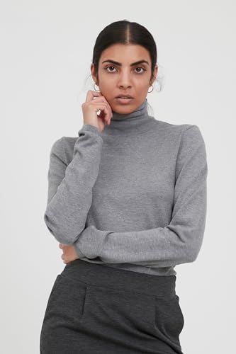 ICHI IHMAFA Damen Strickpullover Rollkragenpullover Pullover mit Rollkragen Rippbündchen Feinstrick Slim fit, Größe:M… – Ansicht 2