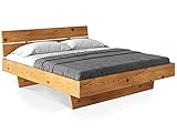 moebel-eins CURBY Massivholzbett Doppelbett Wangenbett mit Kopfteil aus massiver Thermo -Fichte, hochwertige Verarbeitung, einfacher Aufbau, Made in Germany, 160 x 200 cm, Natur