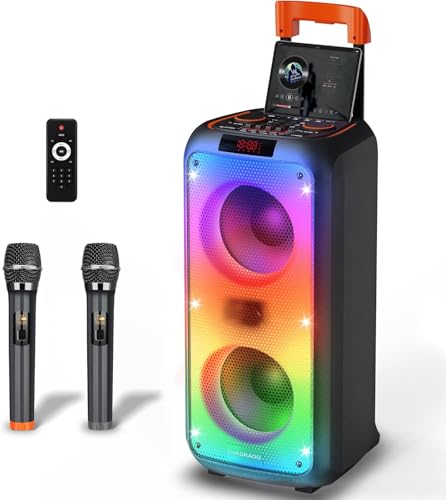 Karaoke Machine for Adults, Portable PA System Karaoke Machine Party Speaker with 2 Microphones,...