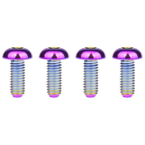 Image of Titanium Bolt M4x6 8 10 12 15 20mm Hex Head Screws for Bicycle Pack of 4 (Rainbow, M4x10mm)