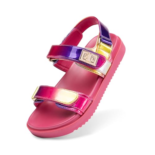 Image of DREAM PAIRS Girls Sandals Casual Open Toe Two Adjustable Strapped Sandals with Hook and Loop for Little Kid /Big Kid
