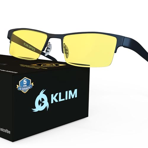 KLIM Optics - Occhiali anti Luce Blu + Alta Protezione + Blocca il 92% della Luce Blu + Per Gaming PC Mobile TV + Riposanti per gli Occhi + Con Filtro UV + Unisex, Uomo, Donna + NUOVA VERSIONE 2024
