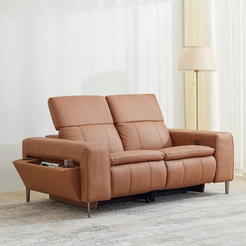 Image of Home Centre | Martian Half Leather 2-Seater Electric Recliner | Recliner Sofa for Living Room | Solid Wood | Tan | 1 Year Warranty