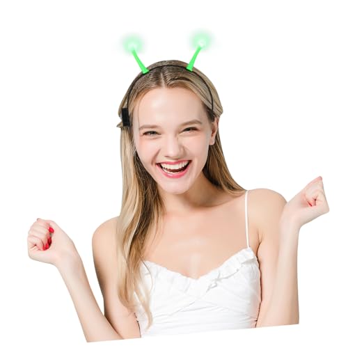 TOYANDONA Diadema Alienígena Luminosa para Halloween y Fiesta Accesorio de Pelo de Seguro para Adultos para Disfraces y Cosplay