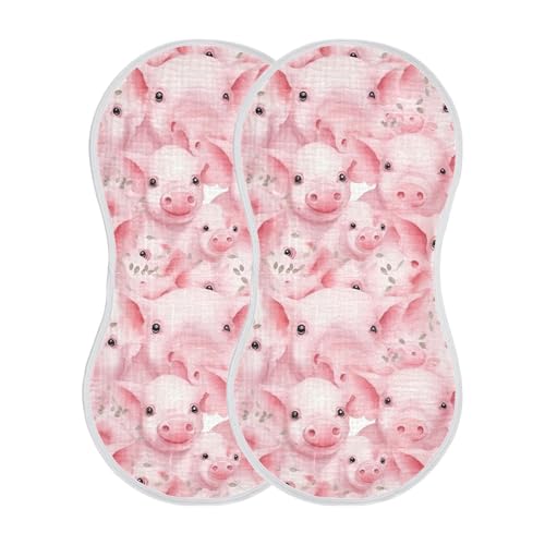 xigua Cute Pig Baby Burp Cloths for Newborn Boys and Girls 2 Pack, Soft & Absorbent Cotton Baby Burp Cloth, Baby Washcloths, Newborn Towel, Burp Rags2