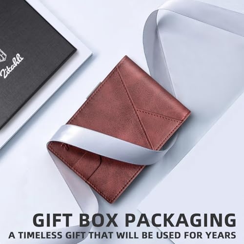 Image of Zitahli Slim Wallet for Men,RFID Blocking Leather Bifold with Money Clip | Minimalist Front Pocket Design, Holds 12 Cards, RFID Protection, Gifts for Men on Birthdays, Father's Day, and Christmas