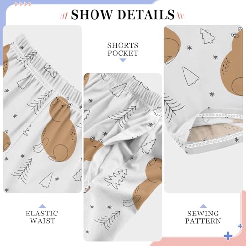 Boys' Pants Capybara Funny Tree Snowflakes Long Bottoms Jogger Pants Elastic Waist Trousers with Pockets S-XL4