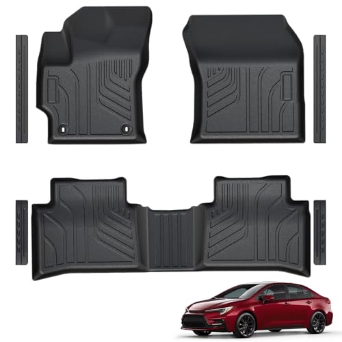 LUMWAY Floor Mats for 2020-2025 2026 Toyota Corolla Sedan (Not Fit for Hatchback and Cross) TPE All Weather Durable Floor Liners Door Sill Guards for Toyota Corolla Accessories