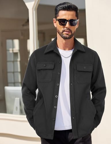 COOFANDY Men's Flannel Jacket Long Sleeve Plaid Shirt Jackets Button Down Fleece Shacket Casual Fall Soft Outwear2