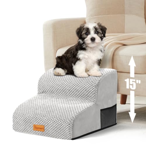 Image of Topmart High Density Foam Pet Steps 2 Tiers,11.8 inch High,Non-Slip Dog Stairs | Soft Foam Dog Ramp Ladder,Best for Injured,Older Cats,Pets with Joint Pain,Suitable for Low Sofas,Stairs,Lower Place
