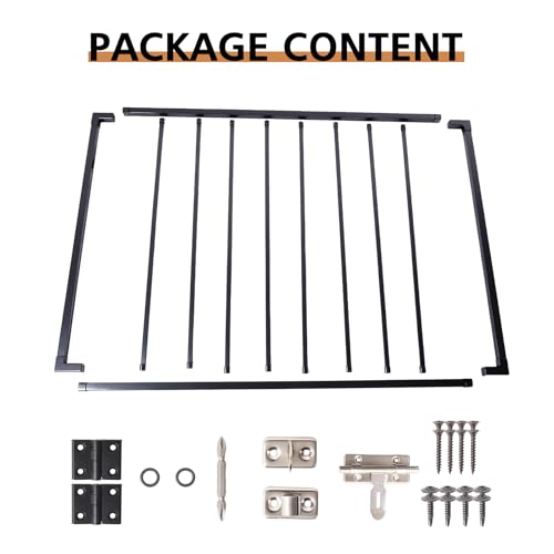 Deck Fence Gate Kit (38" Height X 48" Length) – Entry Way Metal Gate Black Powder Coated DIY Fence Gate for Residential Deck, Patio, Yard & Garden – Includes Hinges and Latch