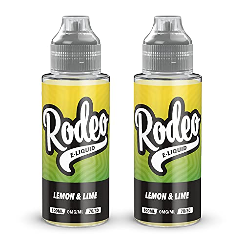 Rodeo Vape Liquid 2 x 100ml Lemon Lime Vape Juice E Liquid 70/30 Ecig Juice Cigarette Liquid Sub Ohm Juice Flavoured E Juice E Cigarette E-Liquid Nicotine Free Vape Short Fill