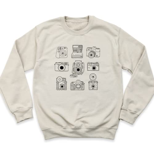 Photographer Camera Sweatshirt, Retro Vintage Photo Cameras Print Hoodie, Fun Photography Top, Unisex Long Sleeve Sweaters, Perfect Gift for Photographers