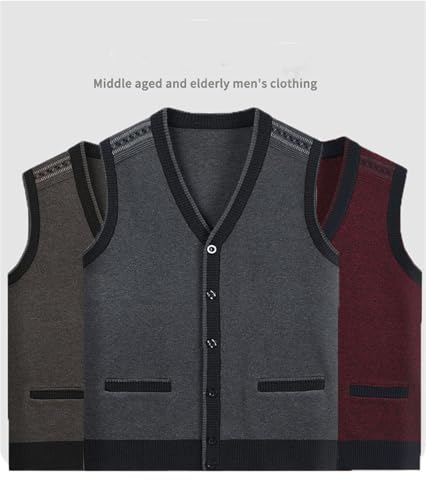 Mens Sweater Vest Button Up with Pockets Mens Sweater Vest Solid Knitted Sleeveless V-Neck Patchwork Soft Knitted Vest2