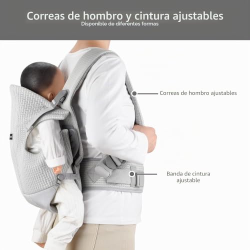 Miniatura 5 de Babamur Correas Para Bebés Delanteras Y Traseras, Correas Para Bebés Con 2 Bolsos Para Hombros,Light Grey