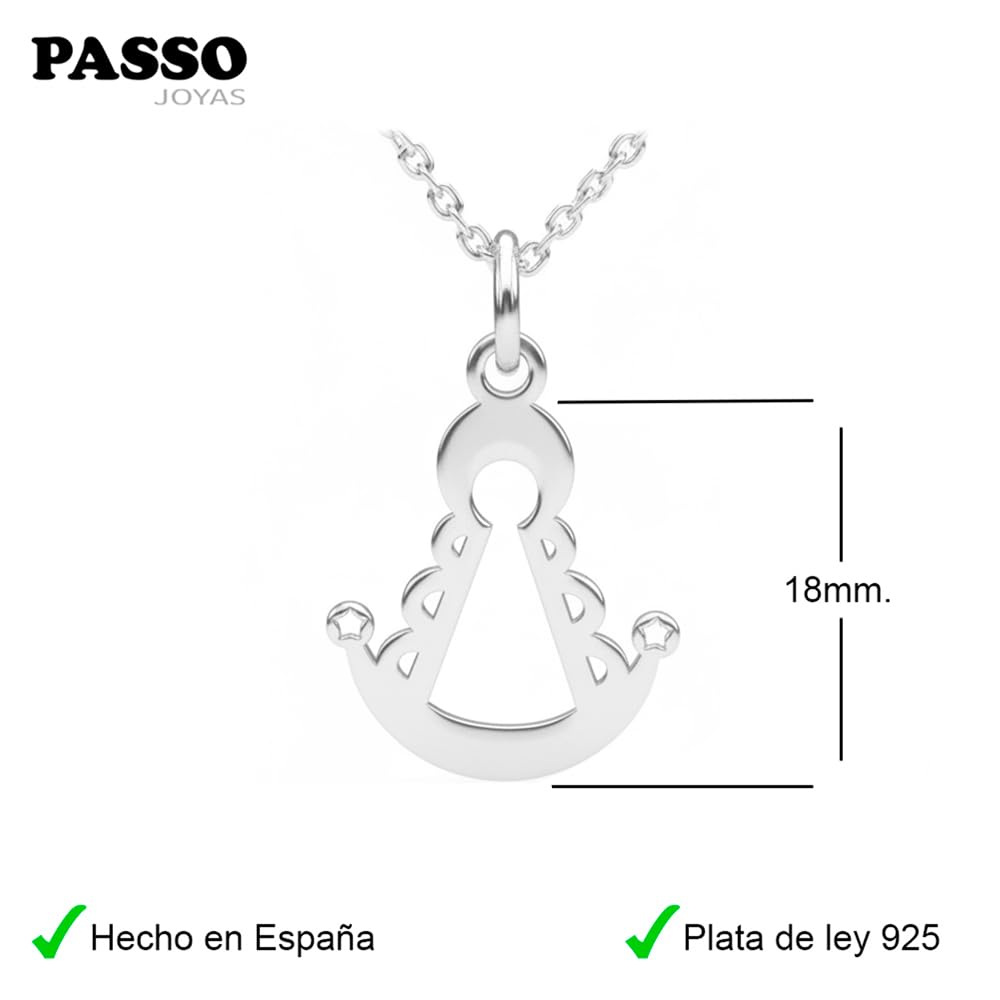 Cadena plata mujer con colgante Virgen del Rocio en plata de ley 925 - Un regalo original para los Rocieros - Es artesanal y se envía en una cajita de regalo Hand Made