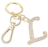 Keychain for Women AlphaAcc Purse Charms for Handbags Crystal Alphabet Initial Letter Pendant with Key Ring,Letter L