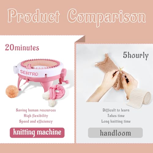 Máquina de tricô Sentro, máquina de tear de tricô com 48 agulhas com contador de fileiras, kit de má