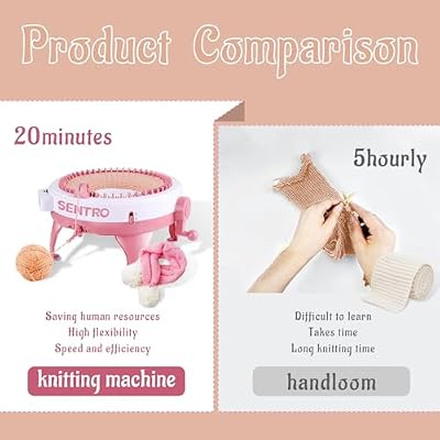 BUAOB SENTRO Knitting Machine 48 Needles for Adults, Smart Automatic Circular Crochet Knitting Machine with Row Counter