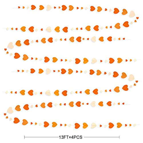 Image of Orange Party Decorations Gradient Orange Heart Garland Hanging Paper Streamer for Fall Autumn Valentines Day Wedding Bridal Shower Birthday Baby Shower Engagement Thanksgiving Harvest Party Supplies