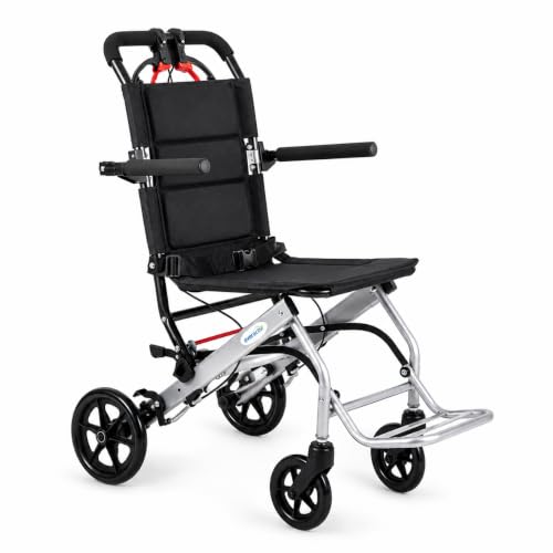 Image of EverActiv Swift Portable Wheelchair for Seniors | Ultra Light 8 Kg Carbon Steel Frame | Foldable, Compact, Attendant Brake, Travel Convenience | Wheelchair for old people