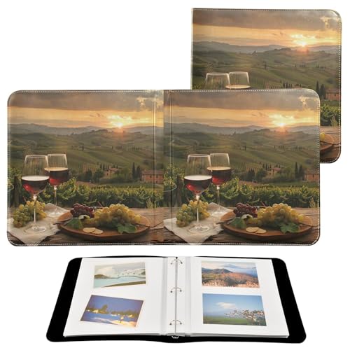 Álbum de fotos ALAZA Sunset Italy View Wine Grapes, cubierta de poliuretano, diseño con anillas de 3 anillos, 20 hojas autoadhesivas, para bodas, viajes y recuerdos familiares miniatura 2