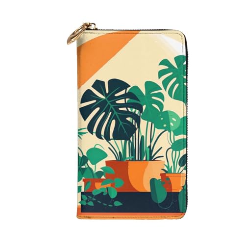 Cartoon Turtle Back Bamboo Picture Leather Long Clutch Wallet for Fashionable Girls and Women - Durable, Stylish, and Functional, Black, One Size2