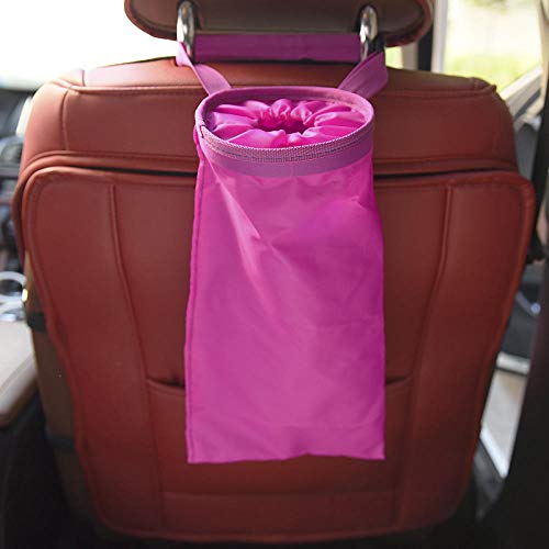 Gretrue Bolsa Colgante de Almacenamiento de Respaldo de Asiento de Bolsa de Basura de Coche Lavable respetuosa con el Medio Ambiente?4 Piezas?-4 Piezas de Rosa roja