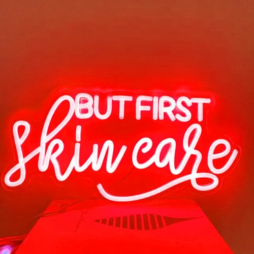 Image of But First Skin Care Led Neon Lights Sign for Home Spa Beauty Cosmetic Salon Wall Decor, Spa Day Gifts for Women,Spa Products Aesthetic Center Salon Door Decorative Acessories(Red)