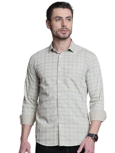 Image of Majestic Man Comfort Slim Fit Spread Collar Small Checked Cotton Casual Shirt