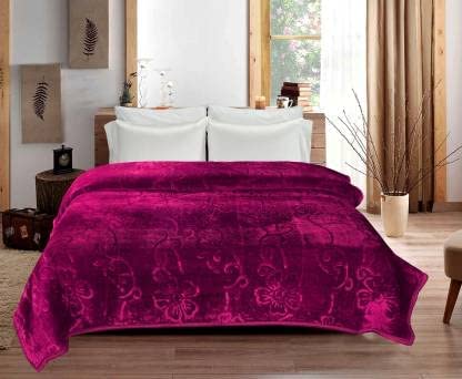 ABM UNLIMITED Ultra Soft Luxurious Embossed Very Warm Korean Microfiber Mink Blanket for Winter (Wine, Double Bed)