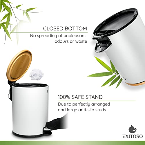 Exitoso Mini Trash Can With Lid - 3L/0.8Gal - Small Trash Can With Lid For Bathroom - White Bathroom Trash Can - Stainless Steel White Garbage Can With A Lid - Small White Trash Can With Lid Waste Bin #TOP2